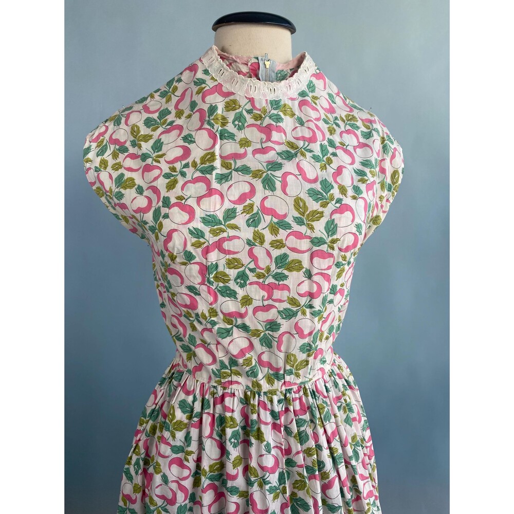 Vintage Cotton Cherry Print 1950s Casual Day Dress